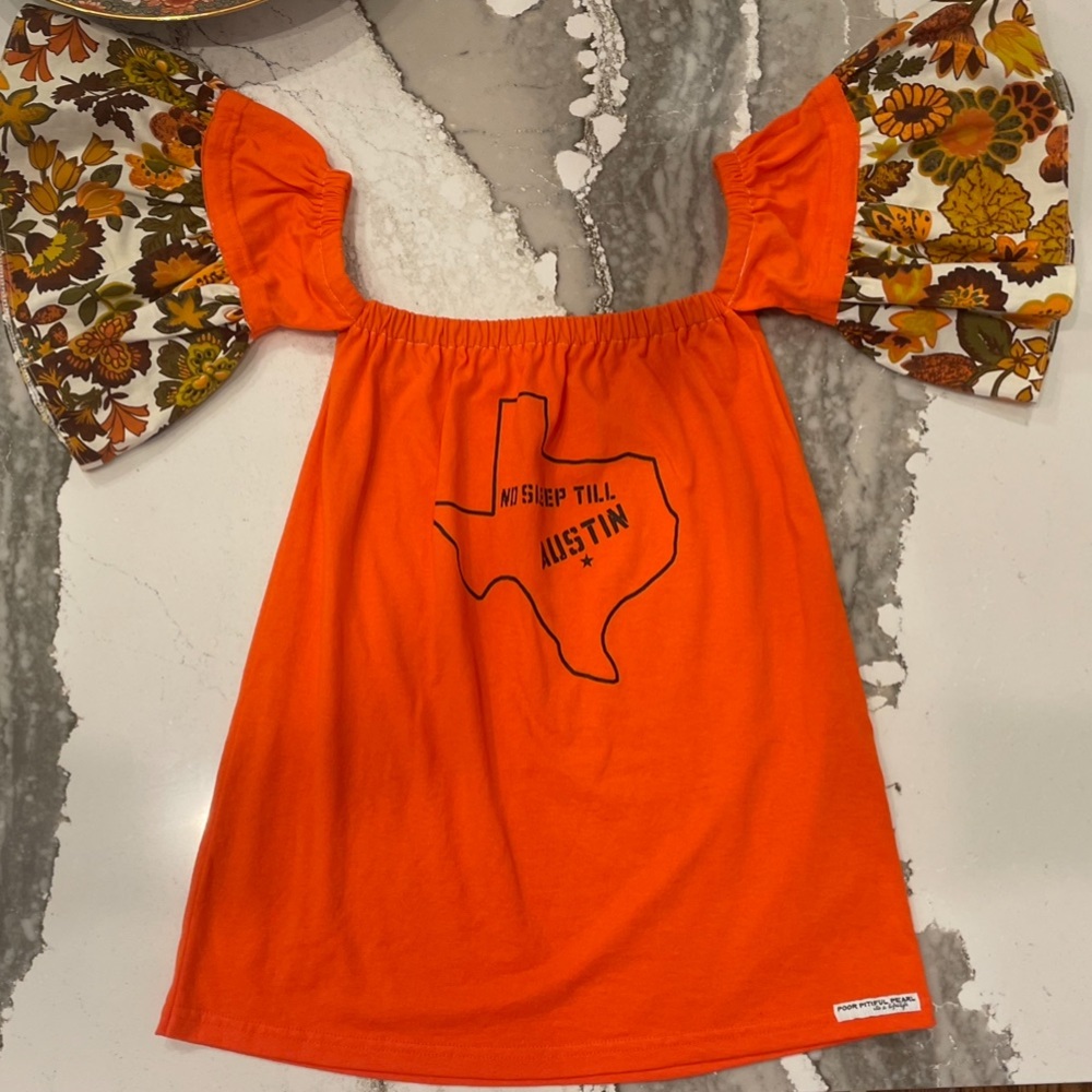 UT Poor Pitiful Pearl No Sleep Till Austin Texas Floral Off The Shoulder Top
